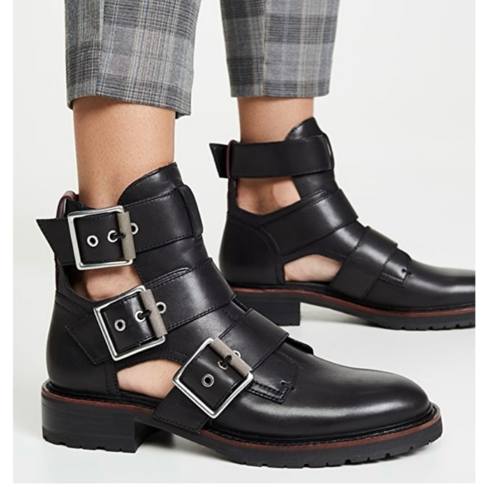 Rag & Bone Cannon Buckle ll Ankle Boots Black Sz EU 39.5, US 9.5